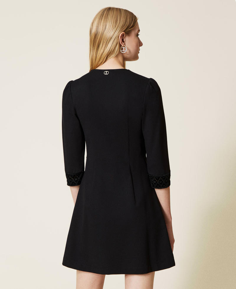 Short dress with velvet embroidery Black Woman 222TT2185-04