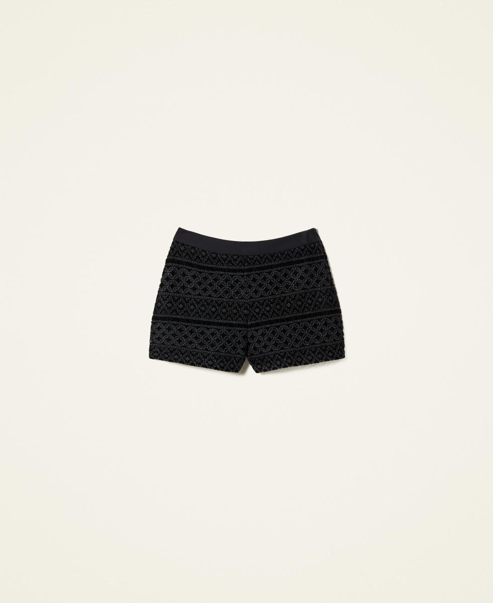 Short en velours brode Femme Noir TWINSET Milano