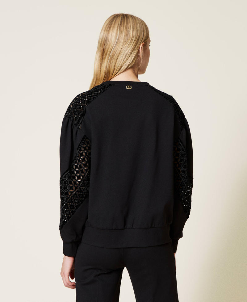 Sweat-shirt avec broderie en velours Noir Femme 222TT218A-03