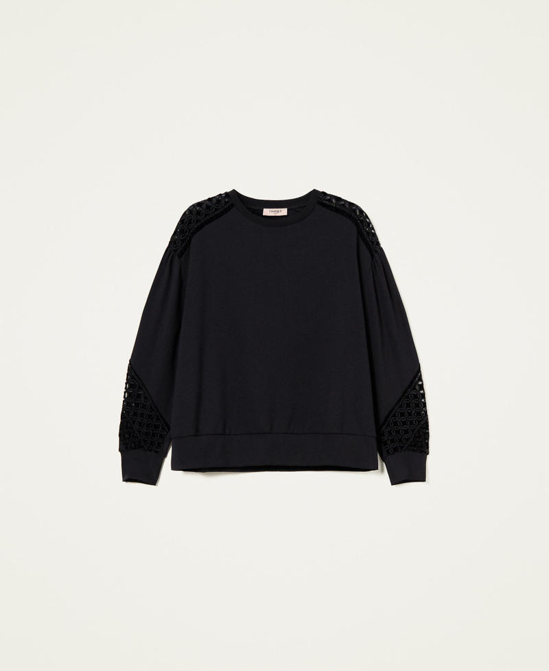 Sweatshirt with velvet embroidery Black Woman 222TT218A-0S