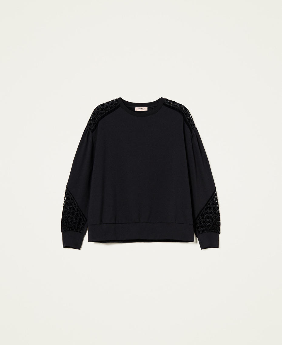 Sweatshirt with velvet embroidery Black Woman 222TT218A-0S