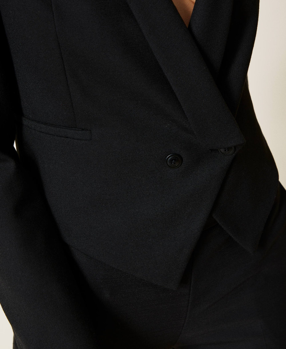 Wool blend twill Spencer jacket