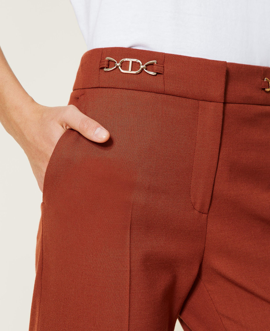 Wool blend twill trousers with clasps "Picante" Red Woman 222TT2303_10061_05