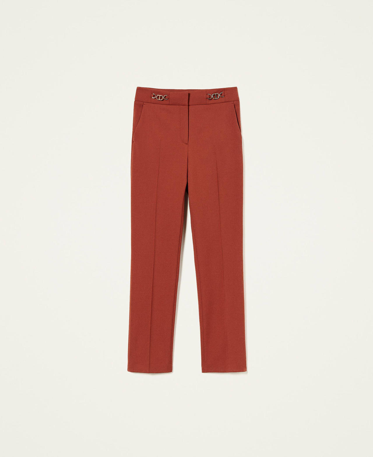 Wool blend twill trousers with clasps "Picante" Red Woman 222TT2303_10061_0S