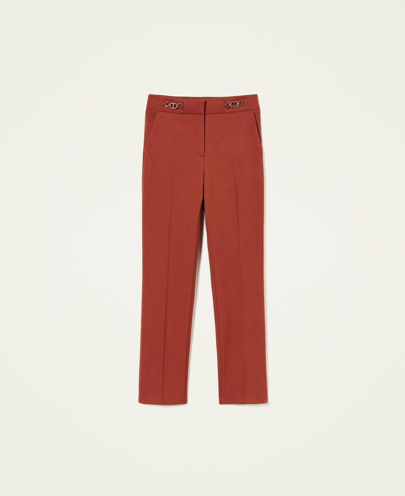 Wool blend twill trousers with clasps "Picante" Red Woman 222TT2303_10061_0S