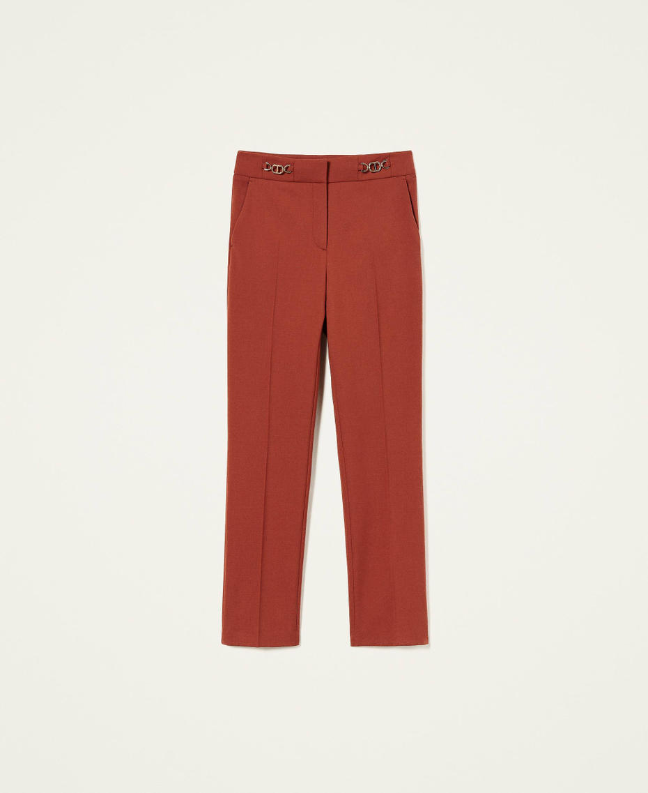 Wool blend twill trousers with clasps "Picante" Red Woman 222TT2303_10061_S0