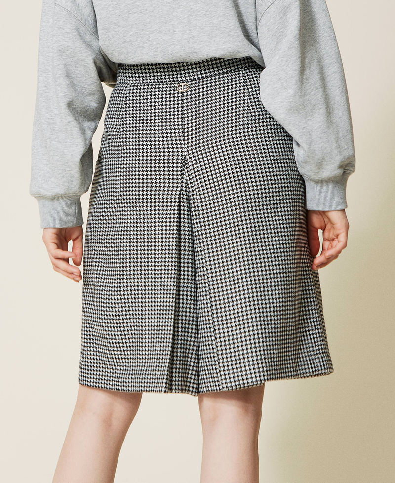 Jupe culotte en laine melangee pied de poule Femme Gris TWINSET Milano