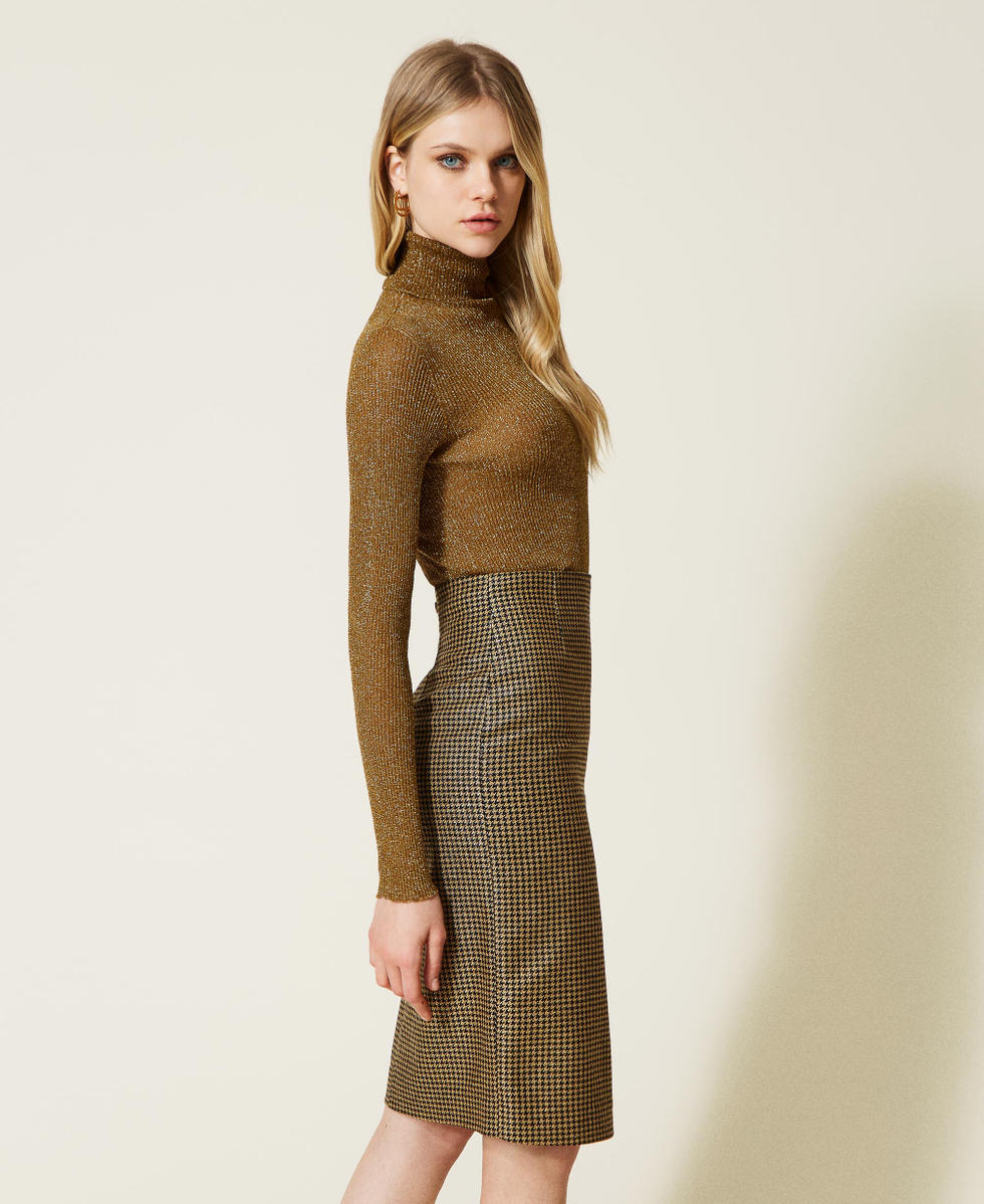 Houndstooth skirt with lurex