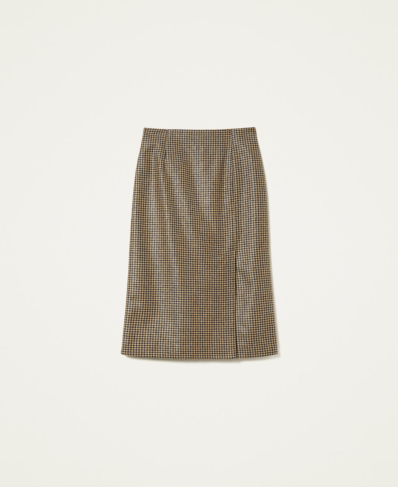 Houndstooth skirt with lurex Black / Gold Houndstooth Woman 222TT2315-0S