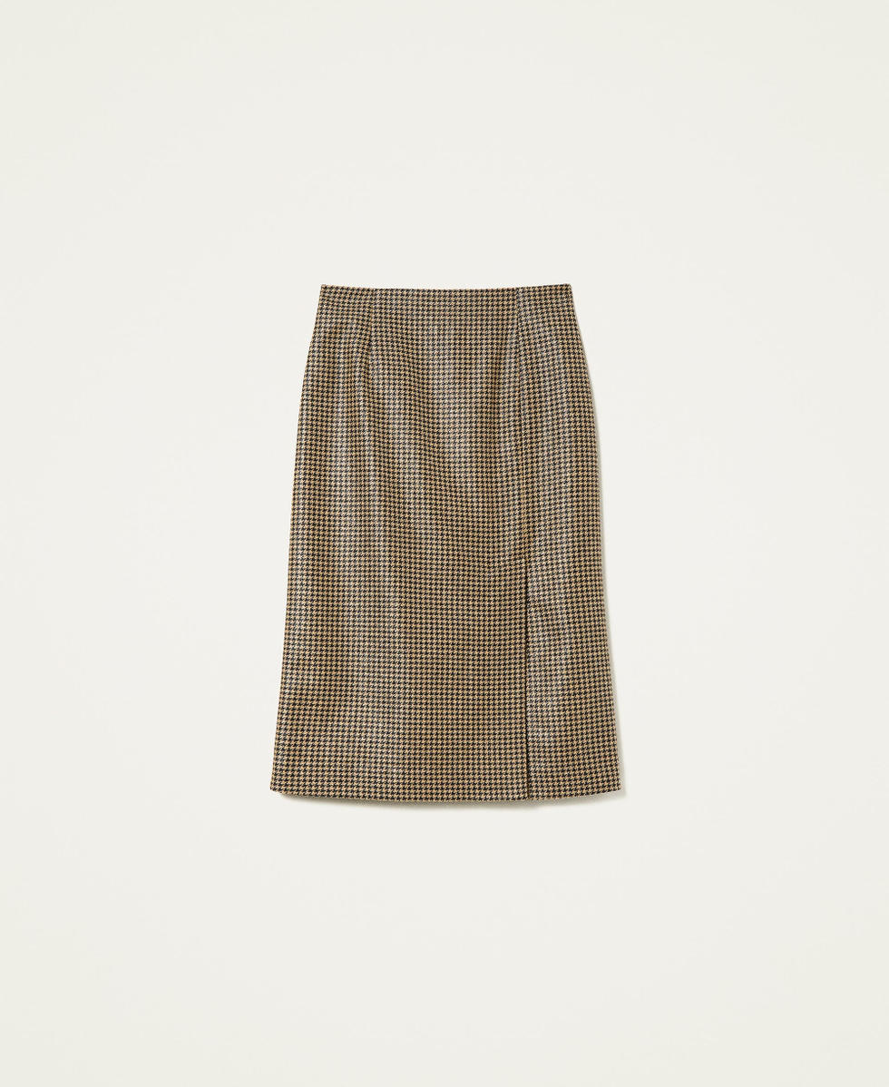 Beige houndstooth skirt sales