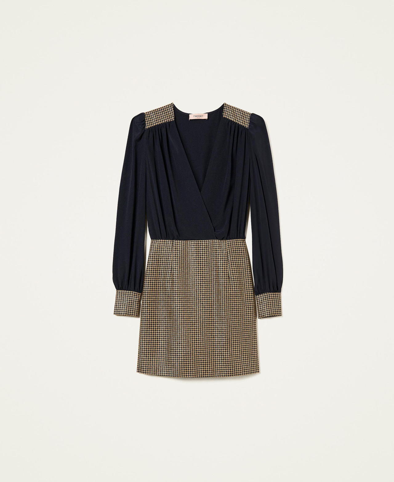 Abito in misto seta e pied de poule lurex Donna Oro TWINSET Milano