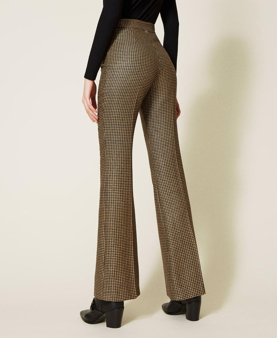 Flared lurex houndstooth trousers Black / Gold Houndstooth Woman 222TT231A-05