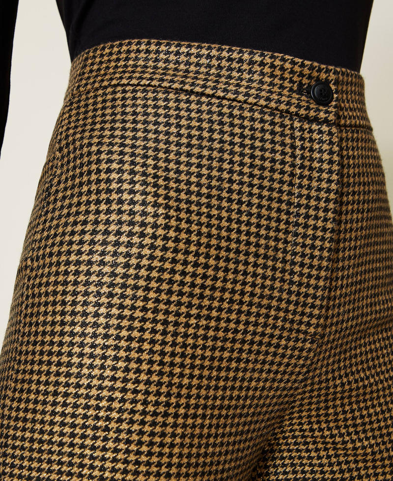 Flared lurex houndstooth trousers Black / Gold Houndstooth Woman 222TT231A-06