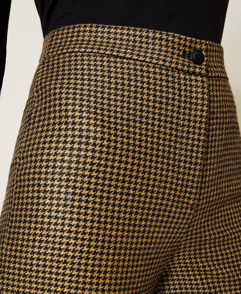 Flared lurex houndstooth trousers Black / Gold Houndstooth Woman 222TT231A_07226_06