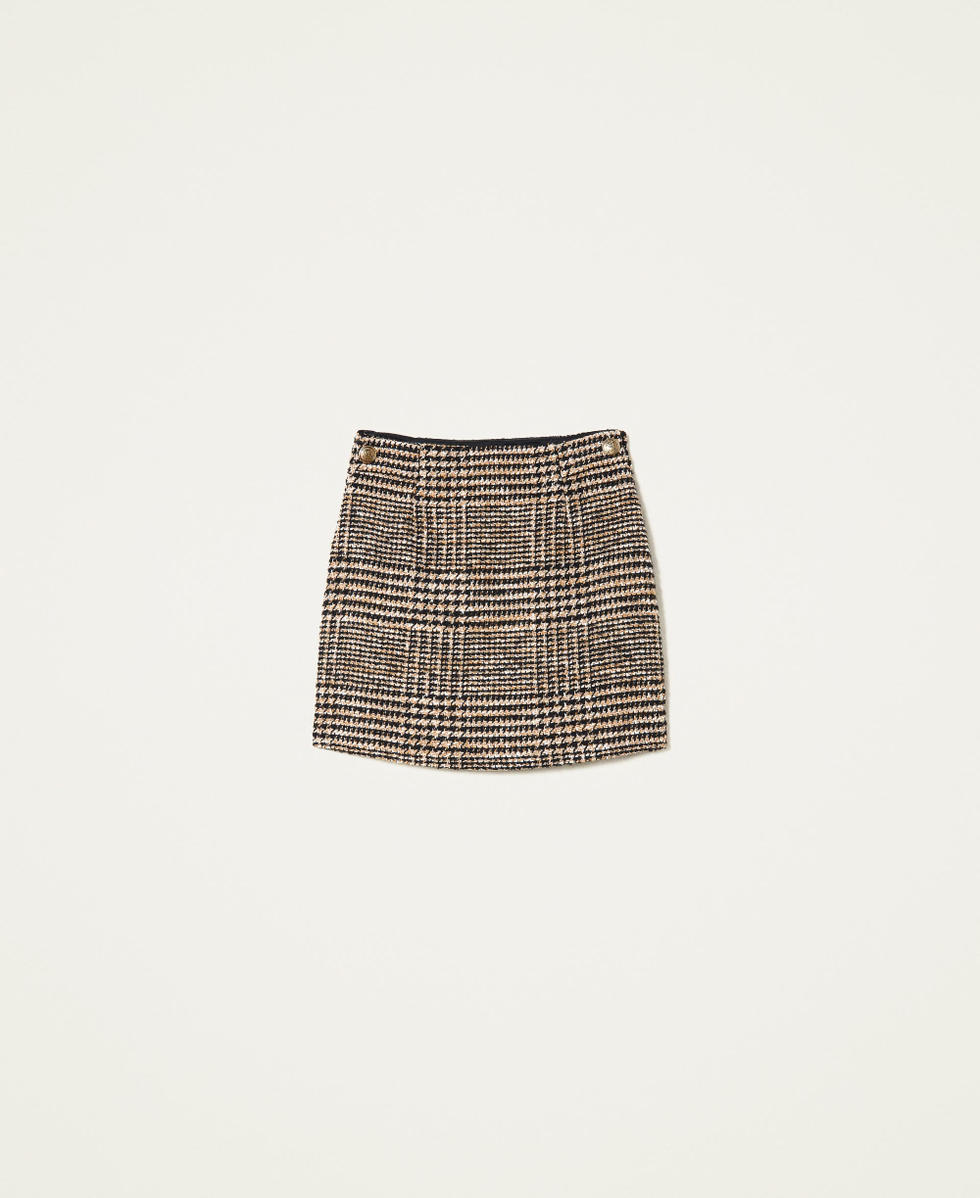 Mini jupe en tissu boucle prince de Galles Femme Marron TWINSET Milano