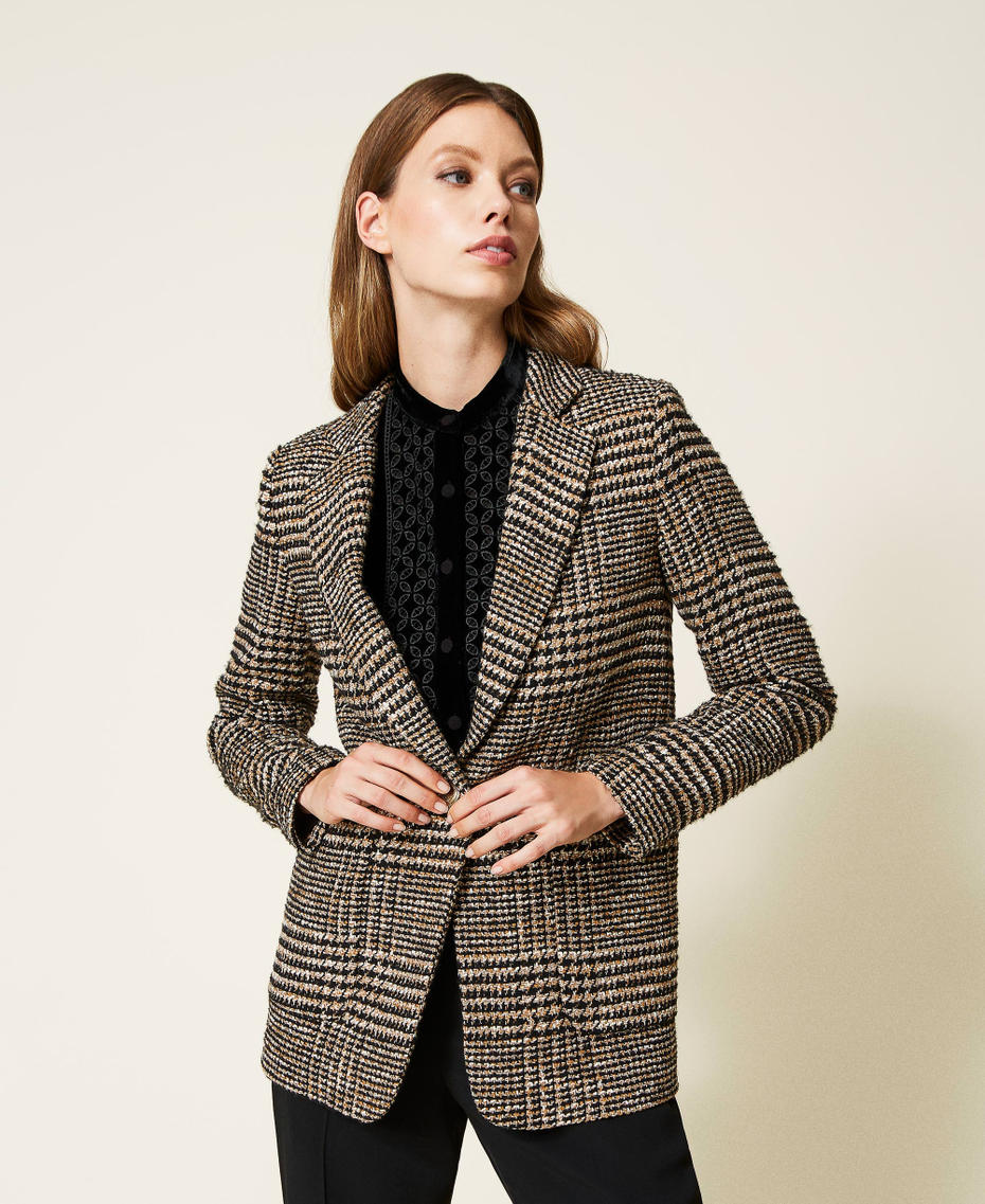 Glen plaid boucl&eacute; jacket