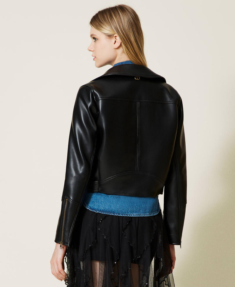 Leather-like biker jacket with belt