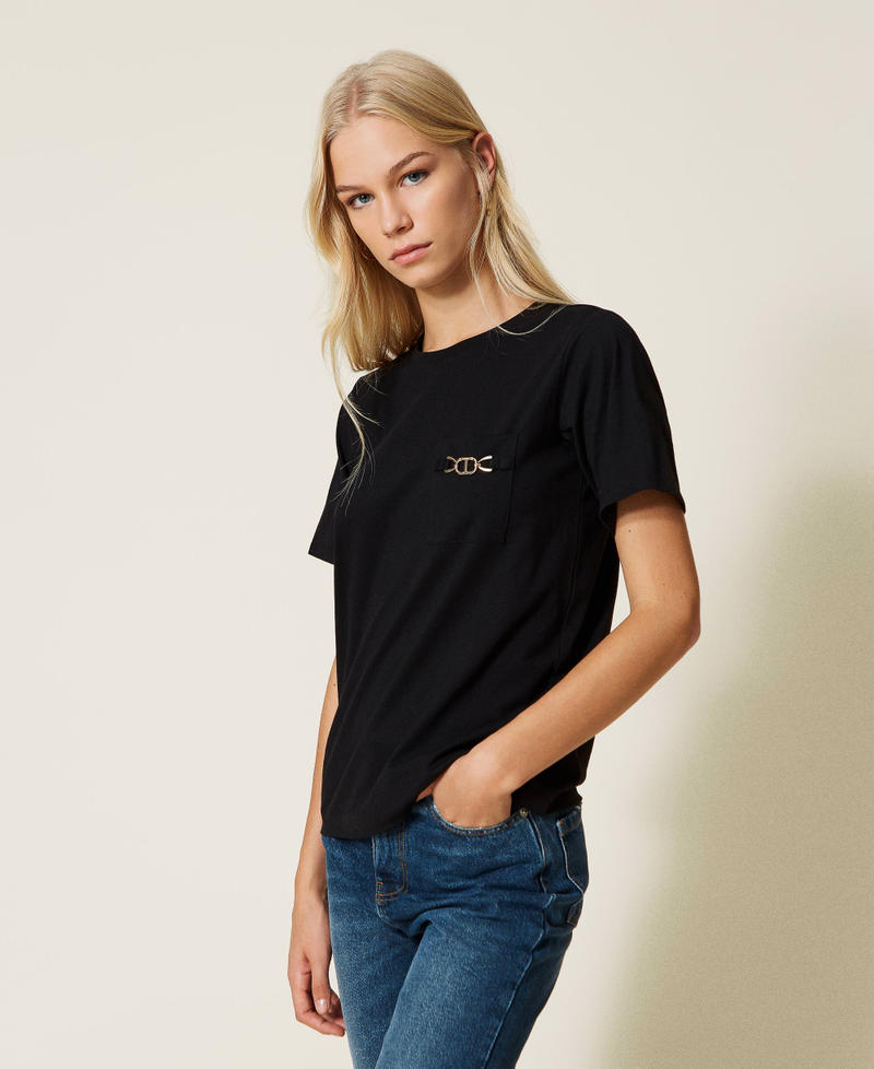 T-shirt with clasp and logo Black Woman 222TT2412-03