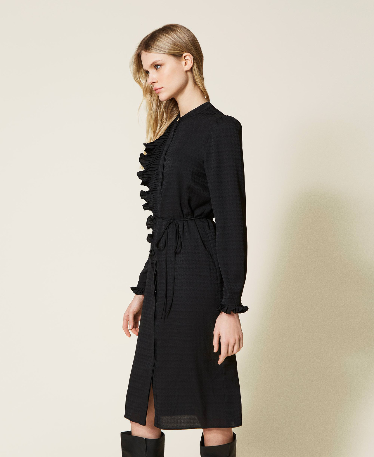 Robe Femme Silence + Bruit Gris Pied-de-poule Col V - Taille 6 (très Bon état)