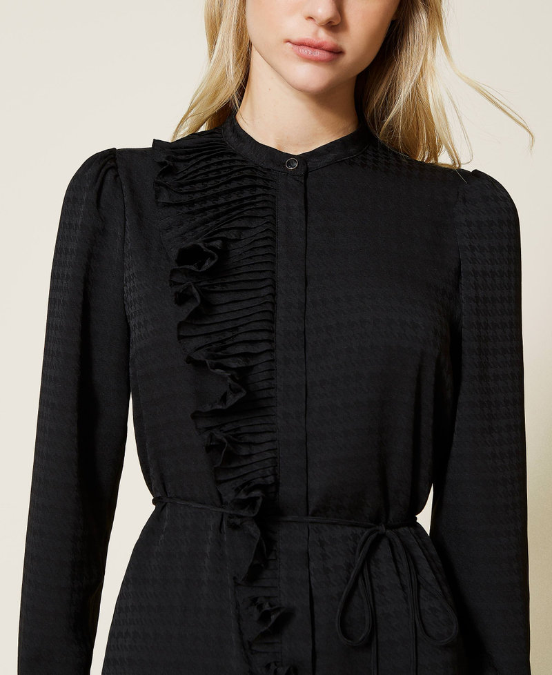 Robe chemisier en pied-de-poule