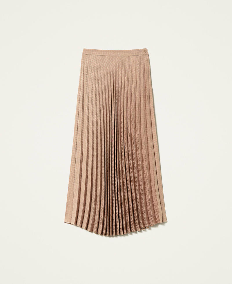 Houndstooth long skirt "Light Wood" Beige Woman 222TT2425-0S