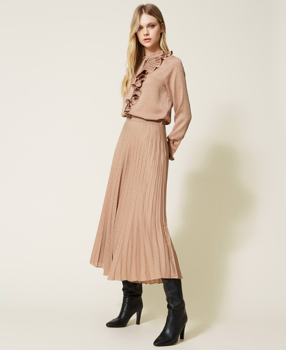Allegra K Donna Top Pied De Poule per Camicetta Casual con