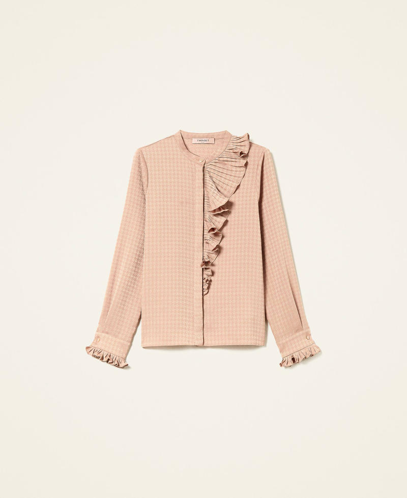 Houndstooth shirt with ruffles