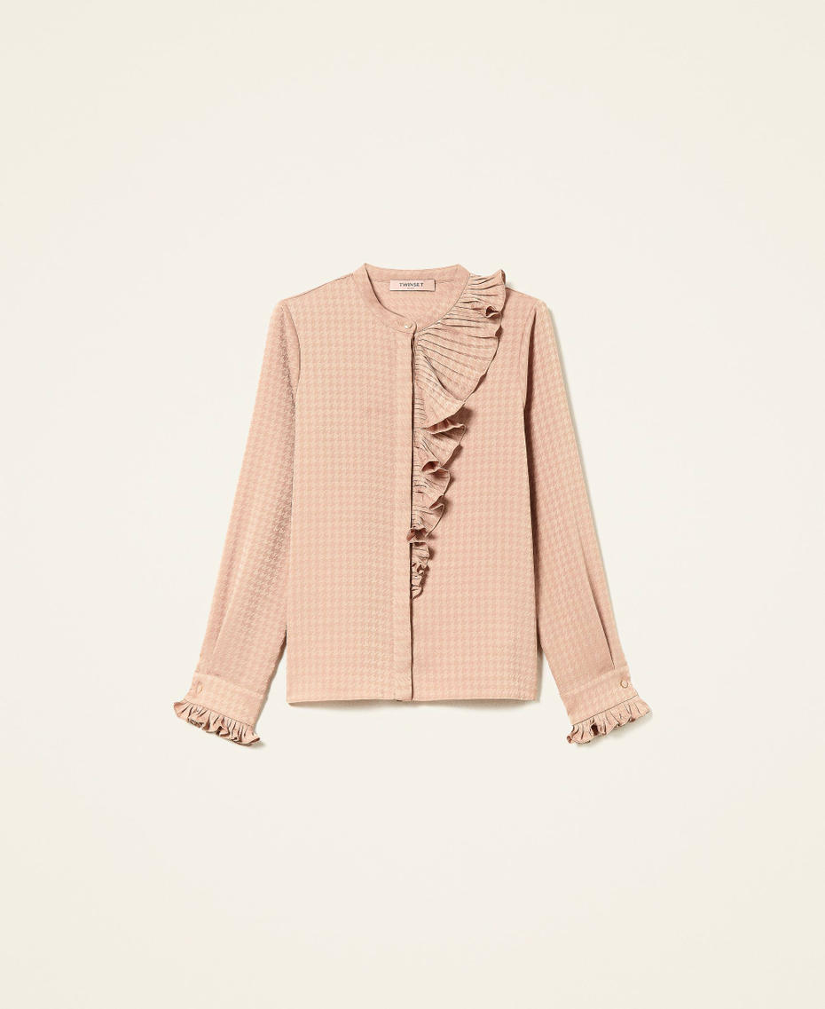 Houndstooth shirt with ruffles