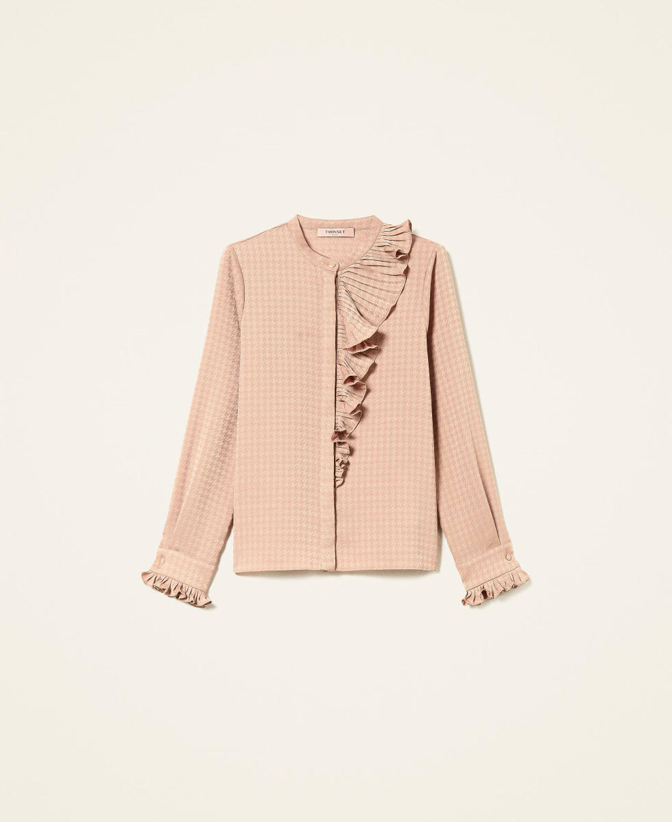 Camicia in pied de poule con volant