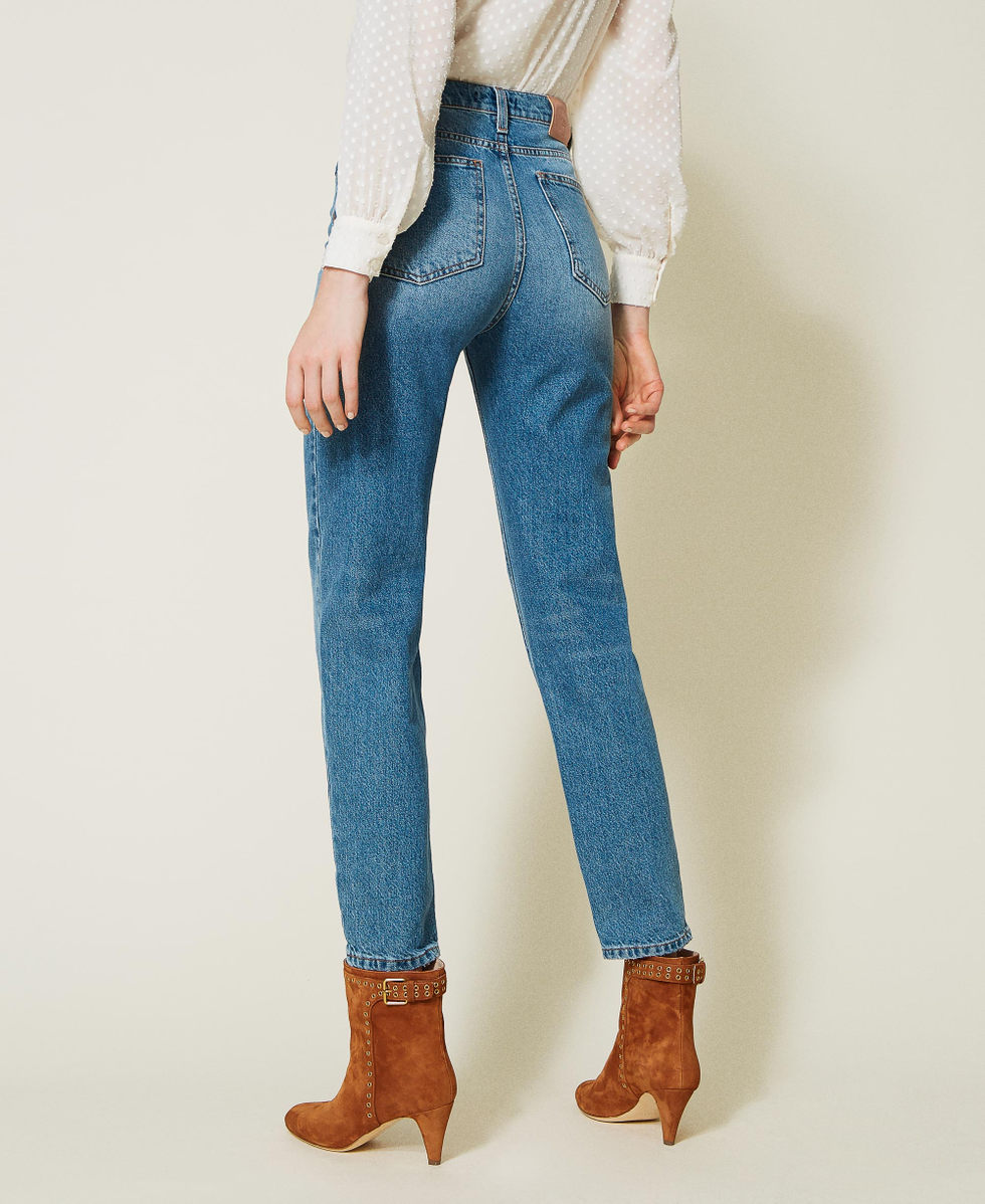 Regular jeans with clasps and logo Woman Blue TWINSET Milano