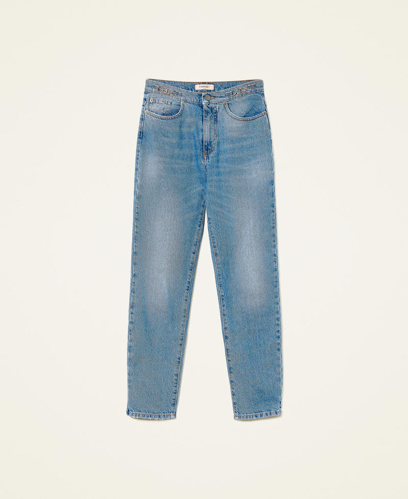 Jeans regular con morsetti e logo Denim Donna 222TT2440-0S
