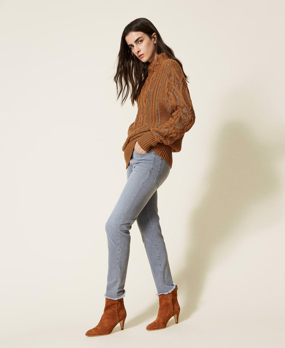 Jean skinny avec bord franc Femme Gris TWINSET Milano