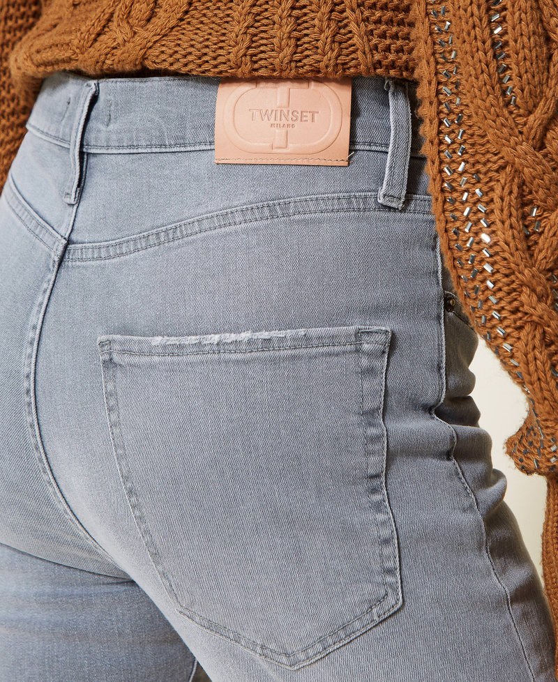 Skinny jeans with raw cut hem Grey Denim Woman 222TT2450-04