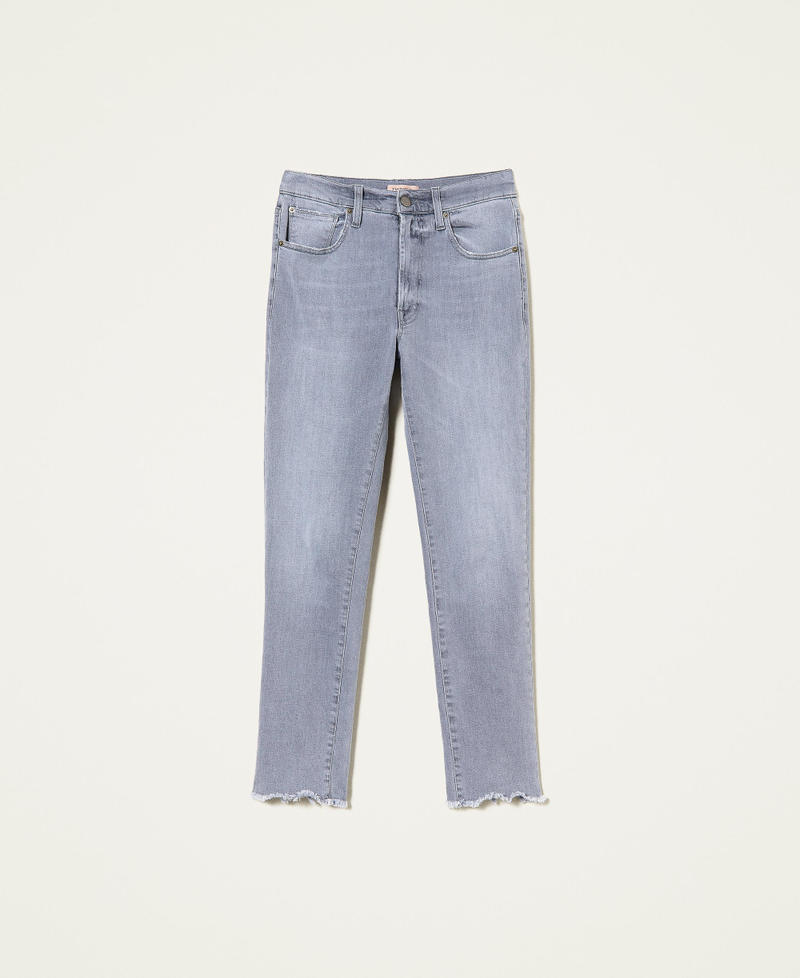 Skinny jeans with raw cut hem Grey Denim Woman 222TT2450-0S