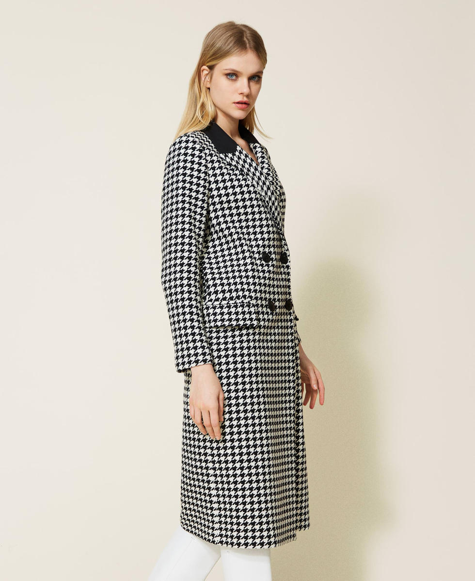 Manteau motif pied sale de poule femme