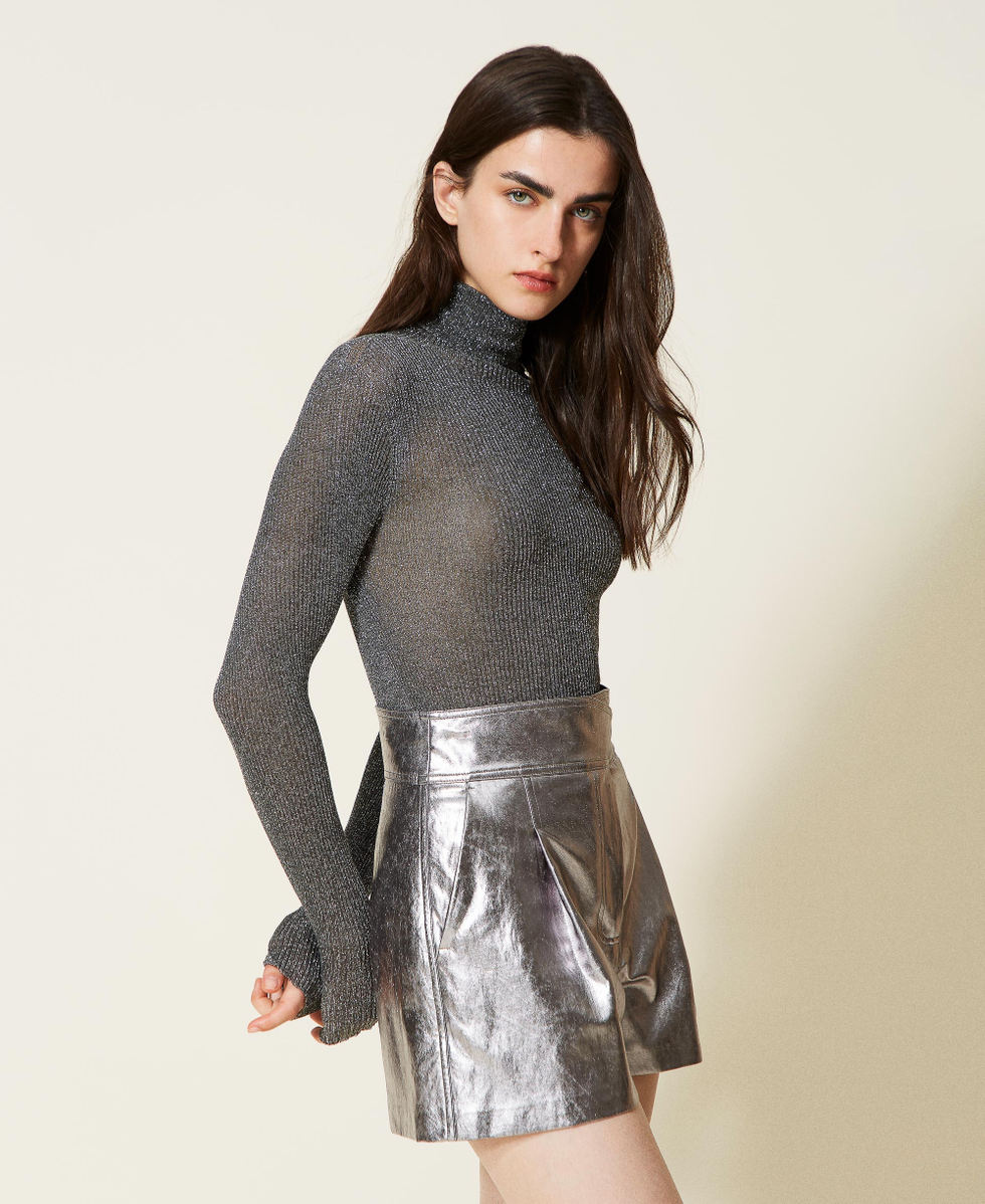 Shorts efecto piel laminada Mujer Plata TWINSET Milano