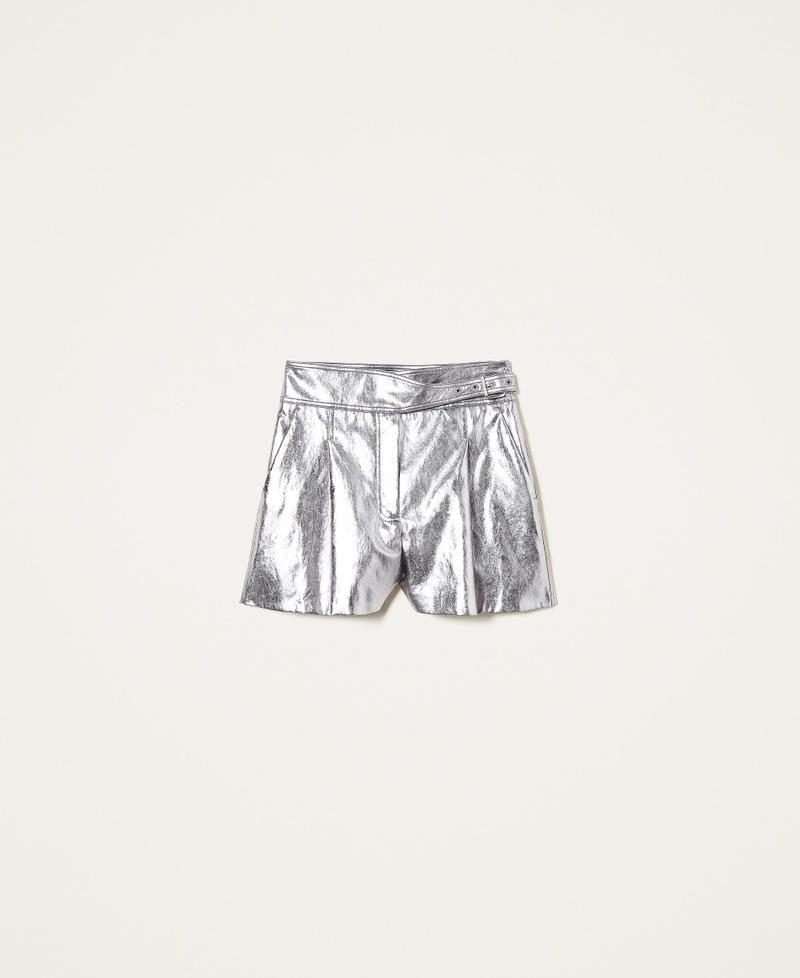 Laminated leather-like shorts