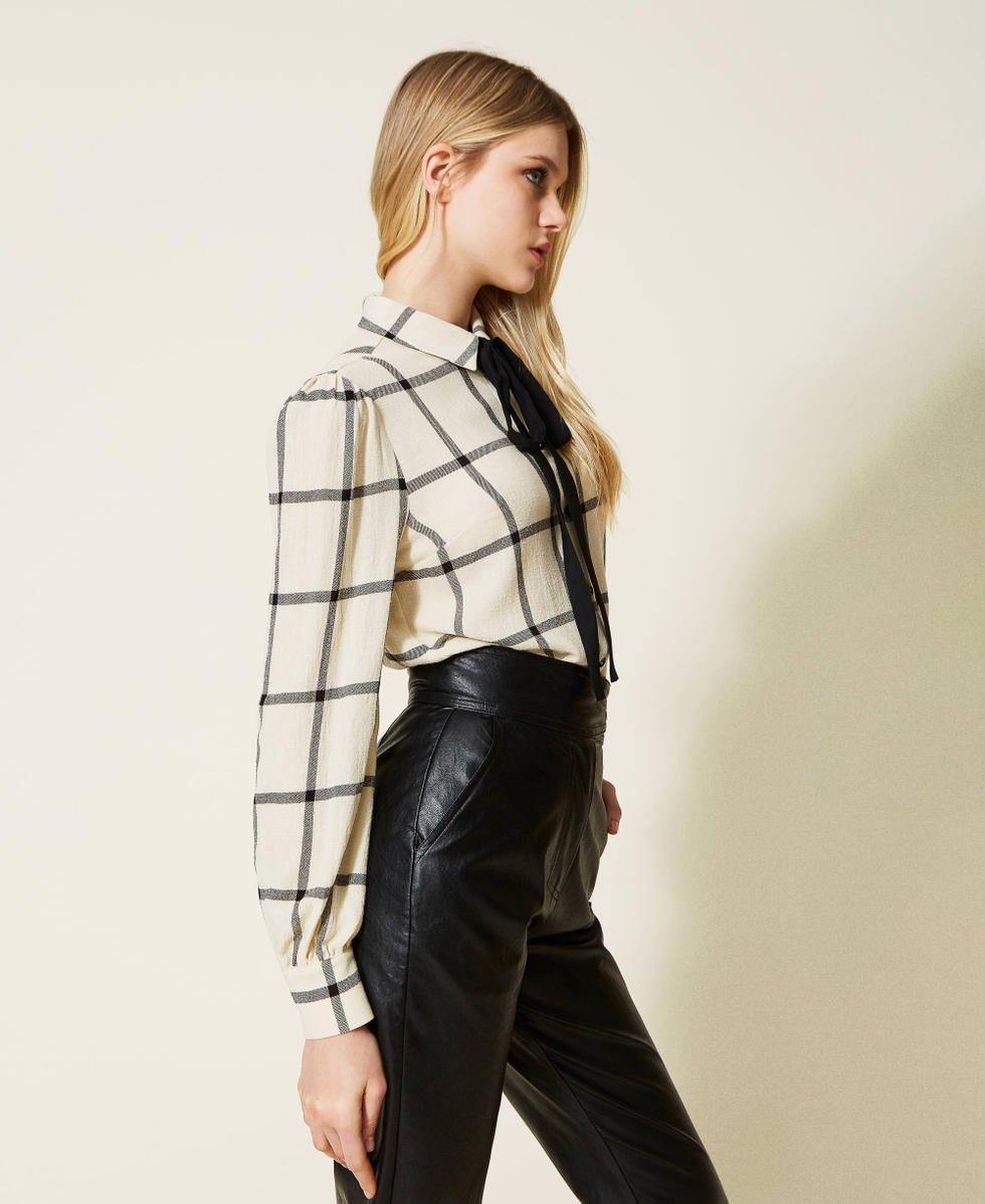 Chequered wool blend shirt