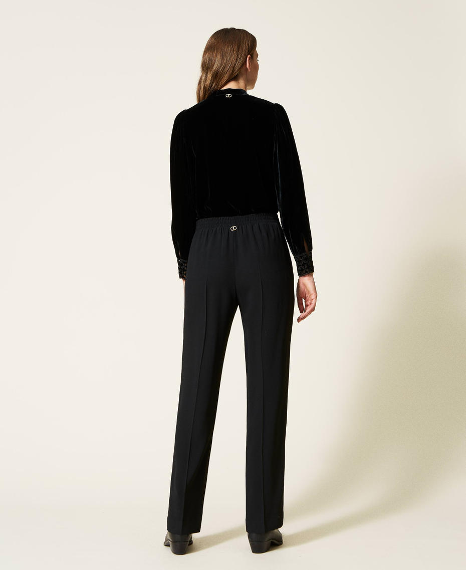 Cady trousers with elastic Black Woman 222TT2510_00006_03