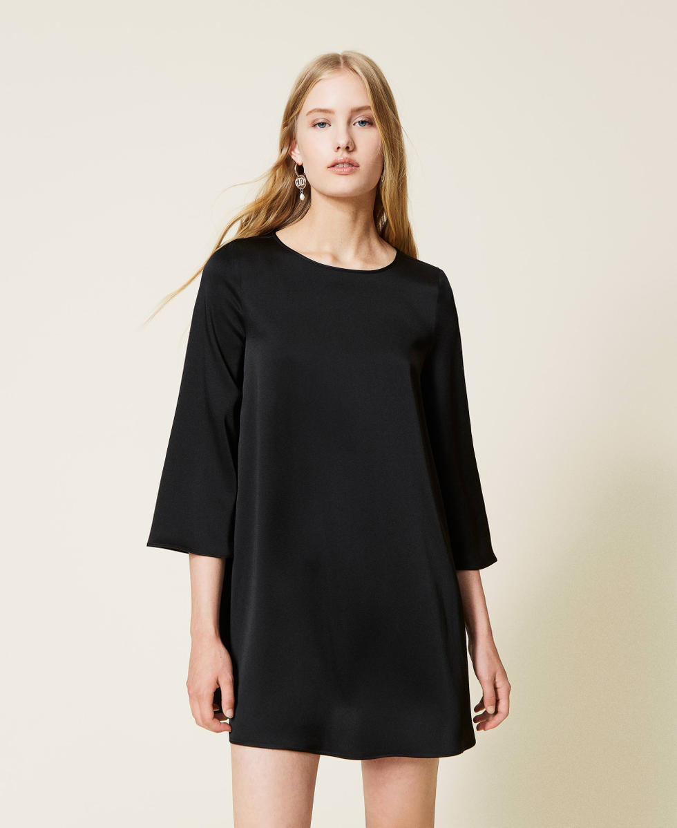 Vestido t nica corto en cady Mujer Negro TWINSET Milano