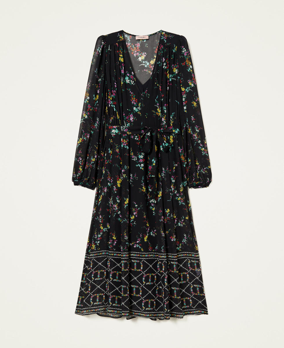 Maxikleid mit Blumen-Logoprint