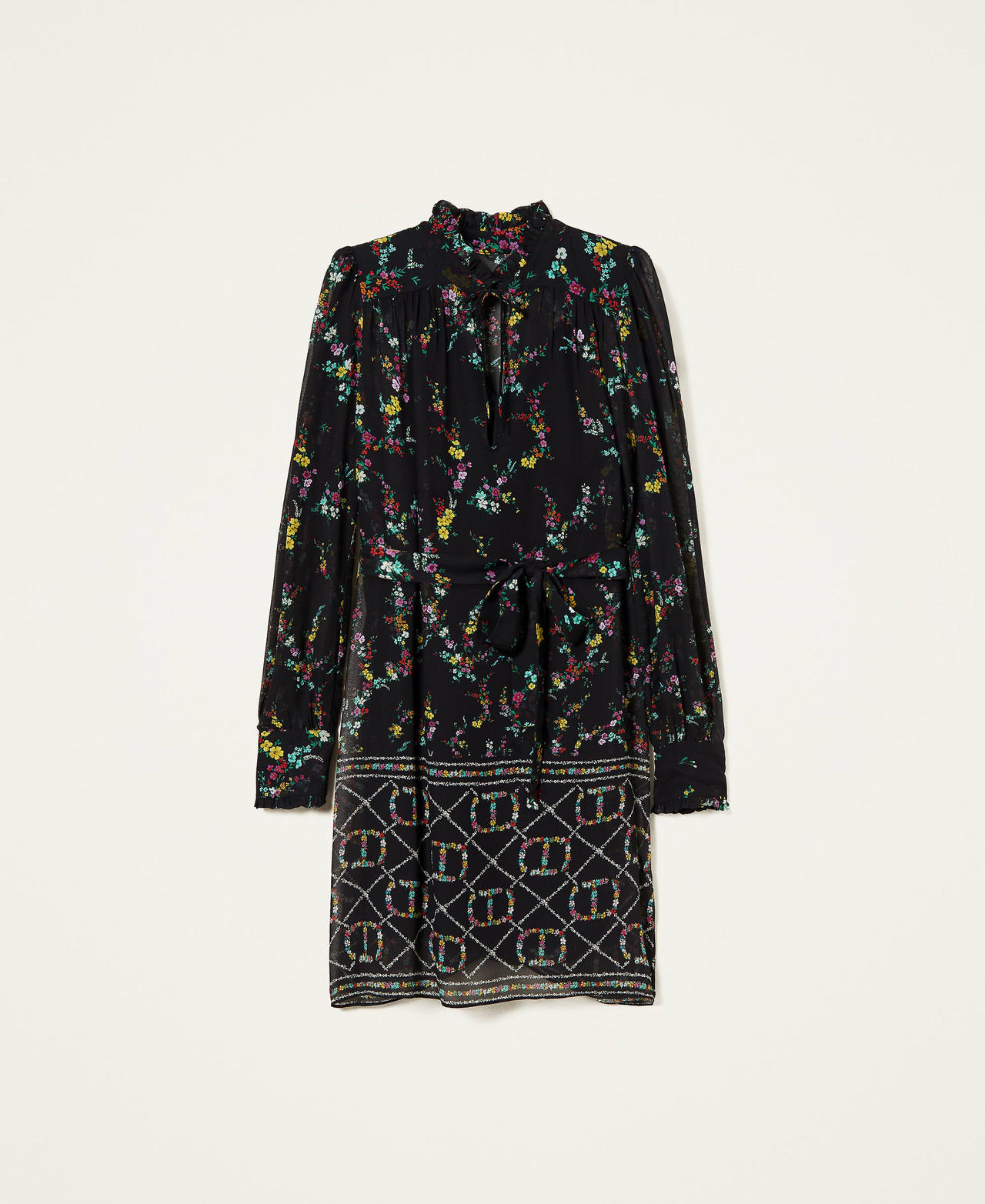 Robe tunique avec imprimé siglé floral Motif Ramage Oval T/Noir Femme 222TT2532-0S