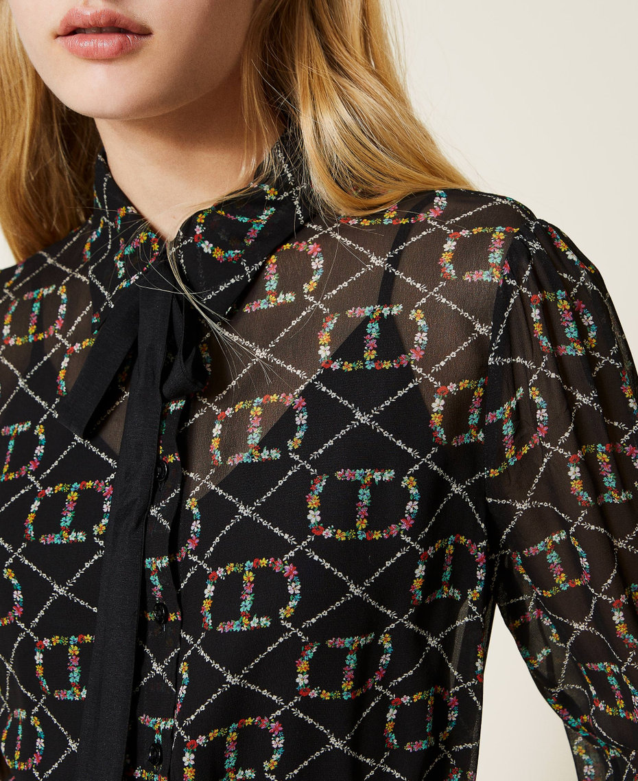 Shirt with floral logo print