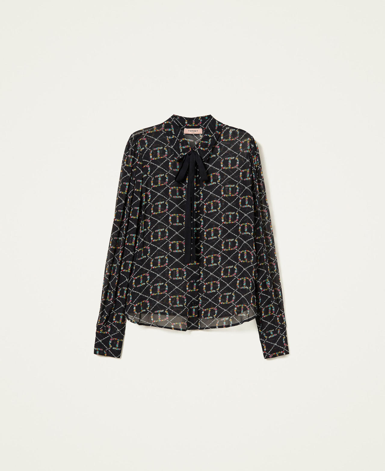 Shirt with floral logo print