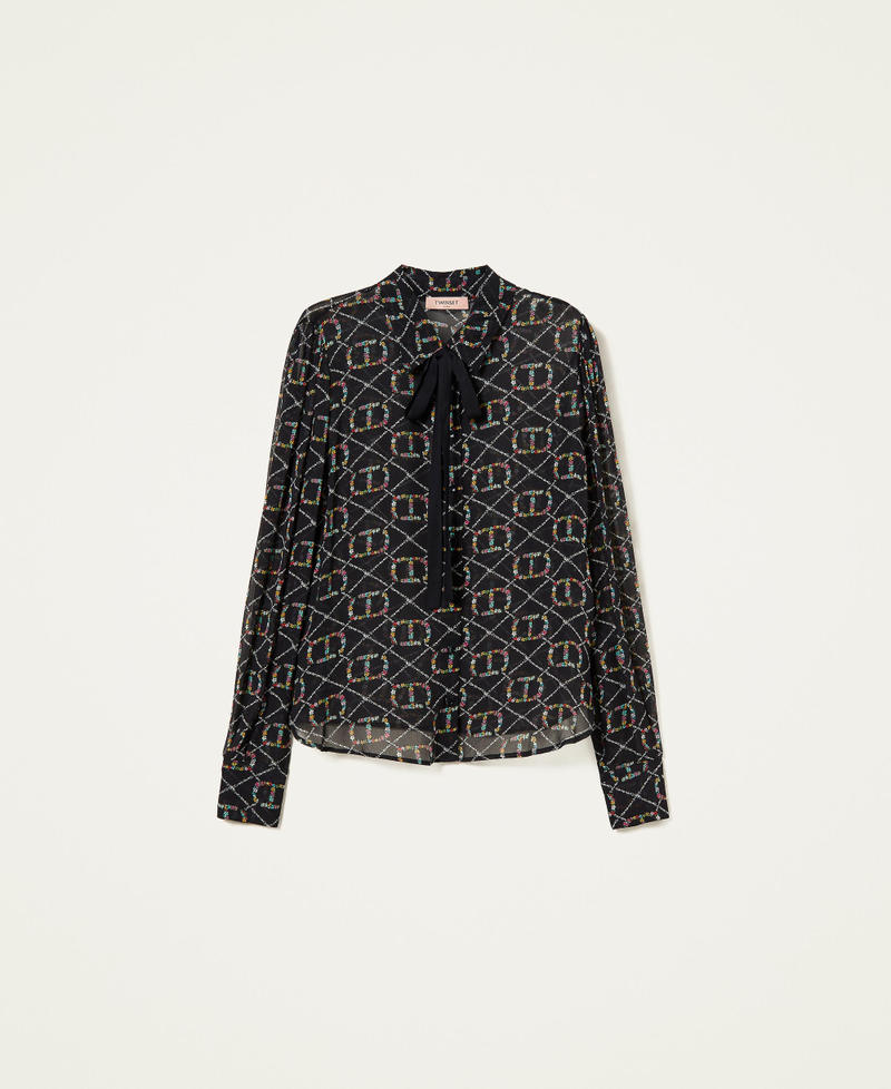 Shirt with floral logo print