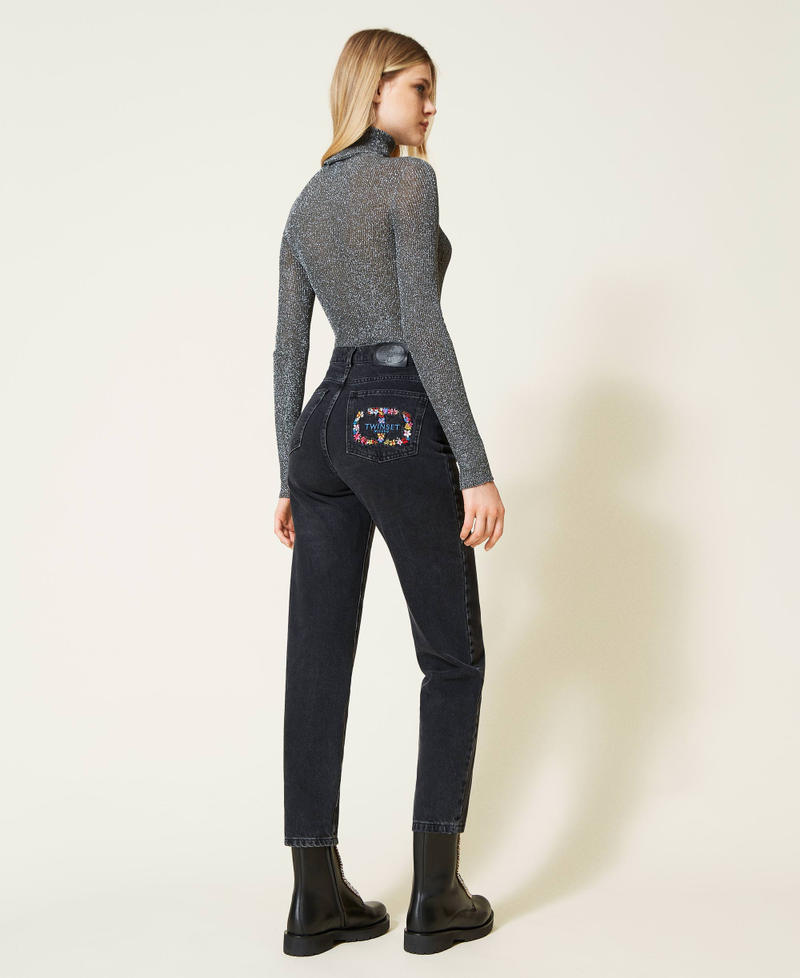 Классические джинсы с вышитым логотипом Черный Деним женщина 222TT2541-04