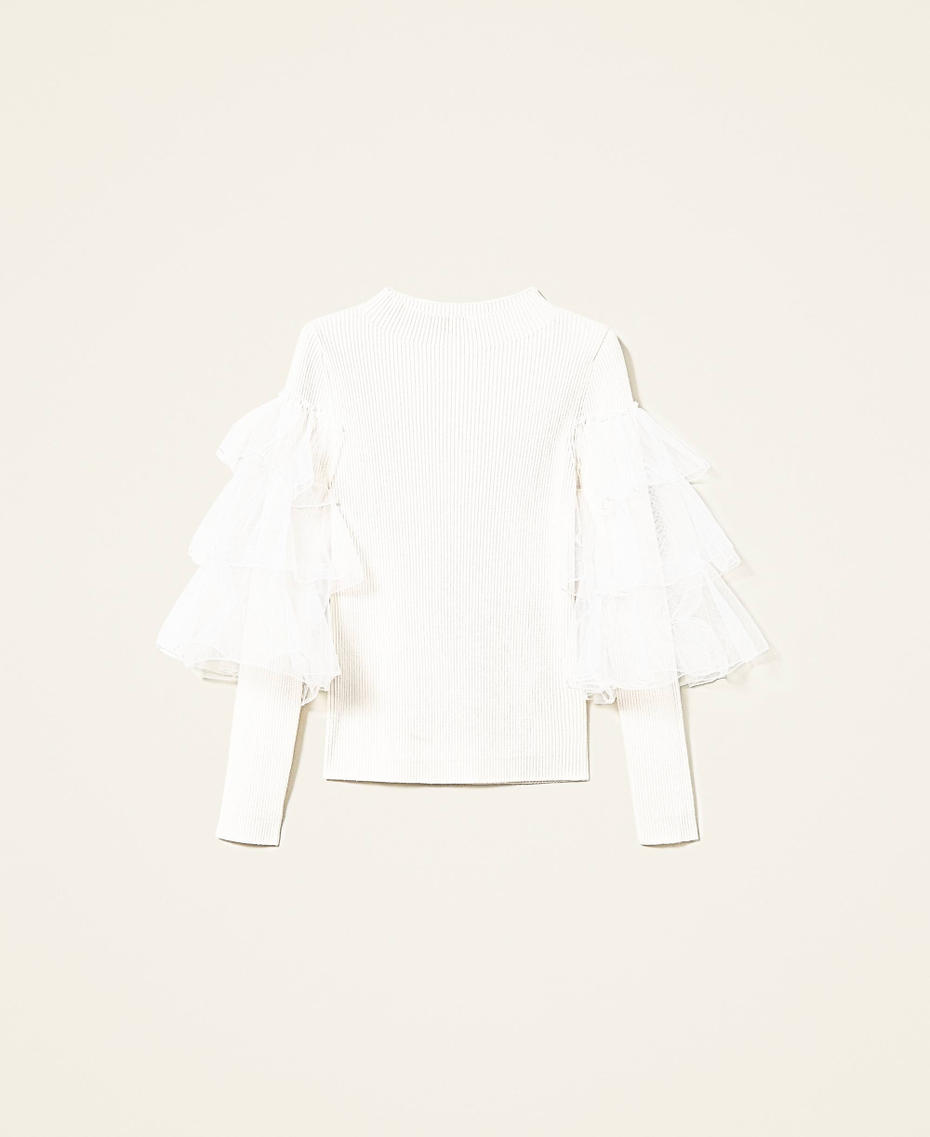 Pull c&ocirc;tel&eacute; avec volants en tulle