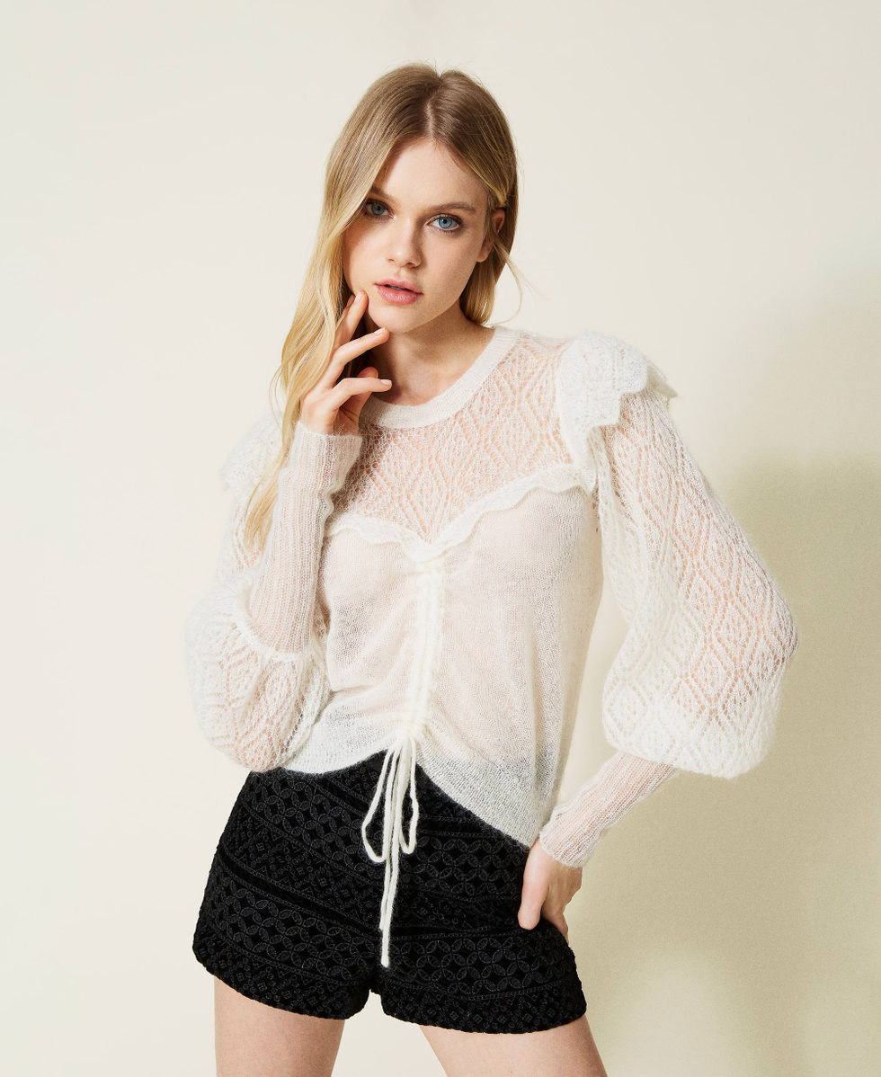 Pullover aus Mohairmischgarn mit Tunnelzug