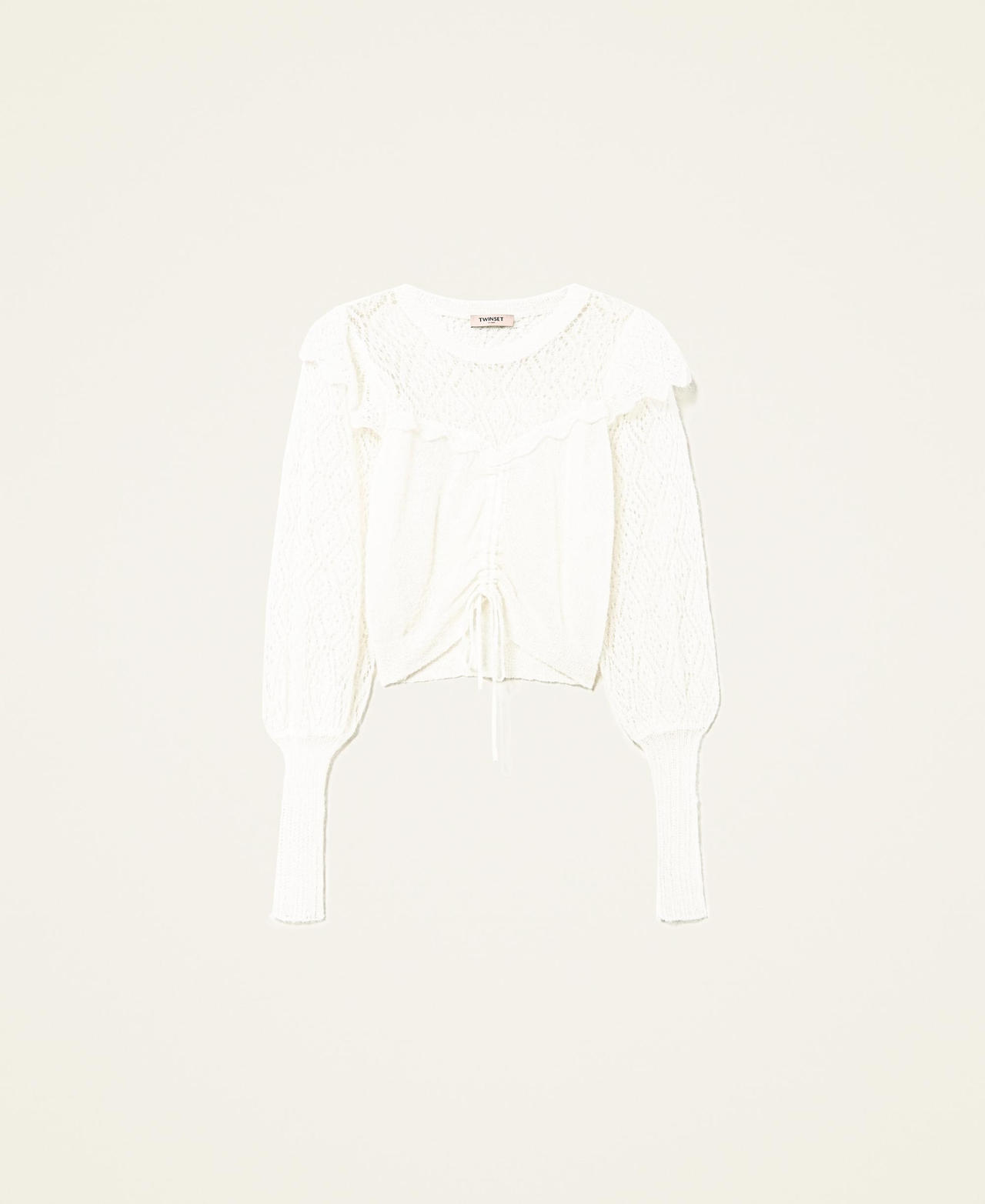 Mohair blend jumper with drawstring White Snow Woman 222TT3110_00282_0S