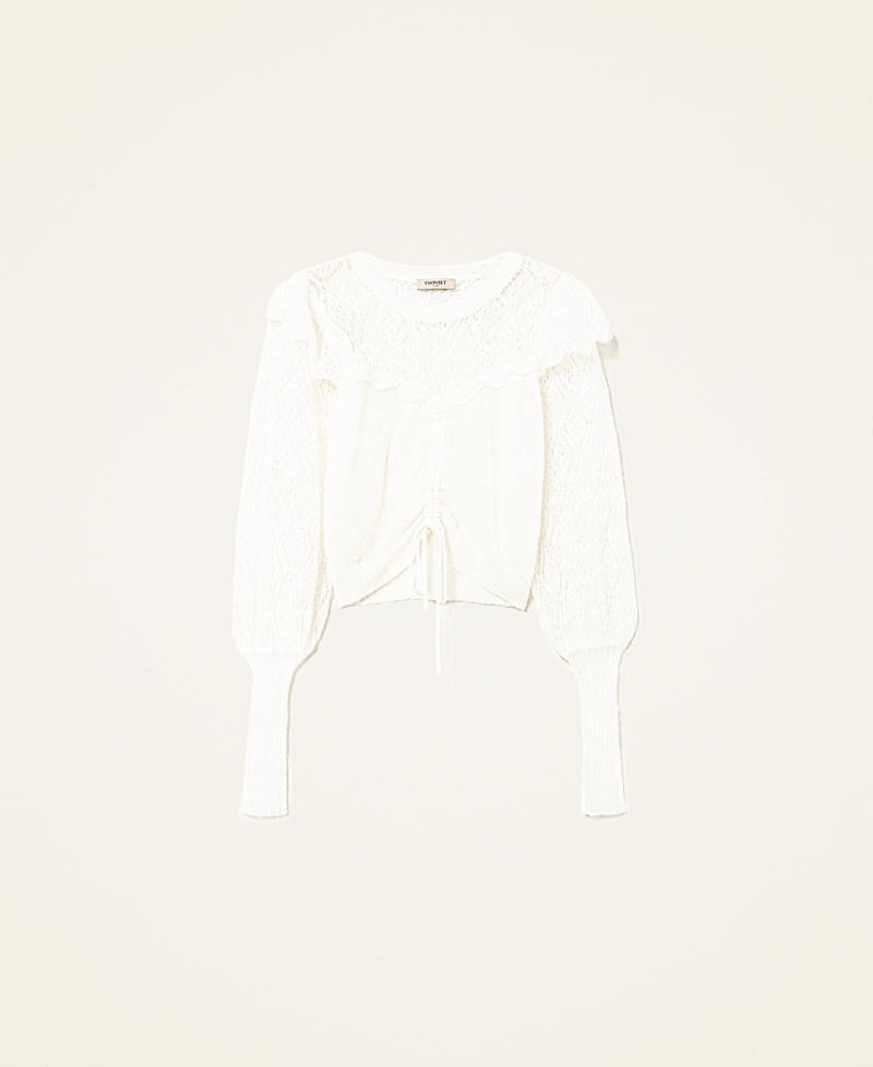 Mohair blend jumper with drawstring White Snow Woman 222TT3110_00282_0S